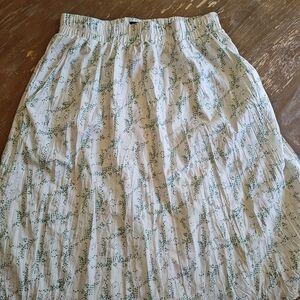 Mikarose White and Green A-Line Skirt